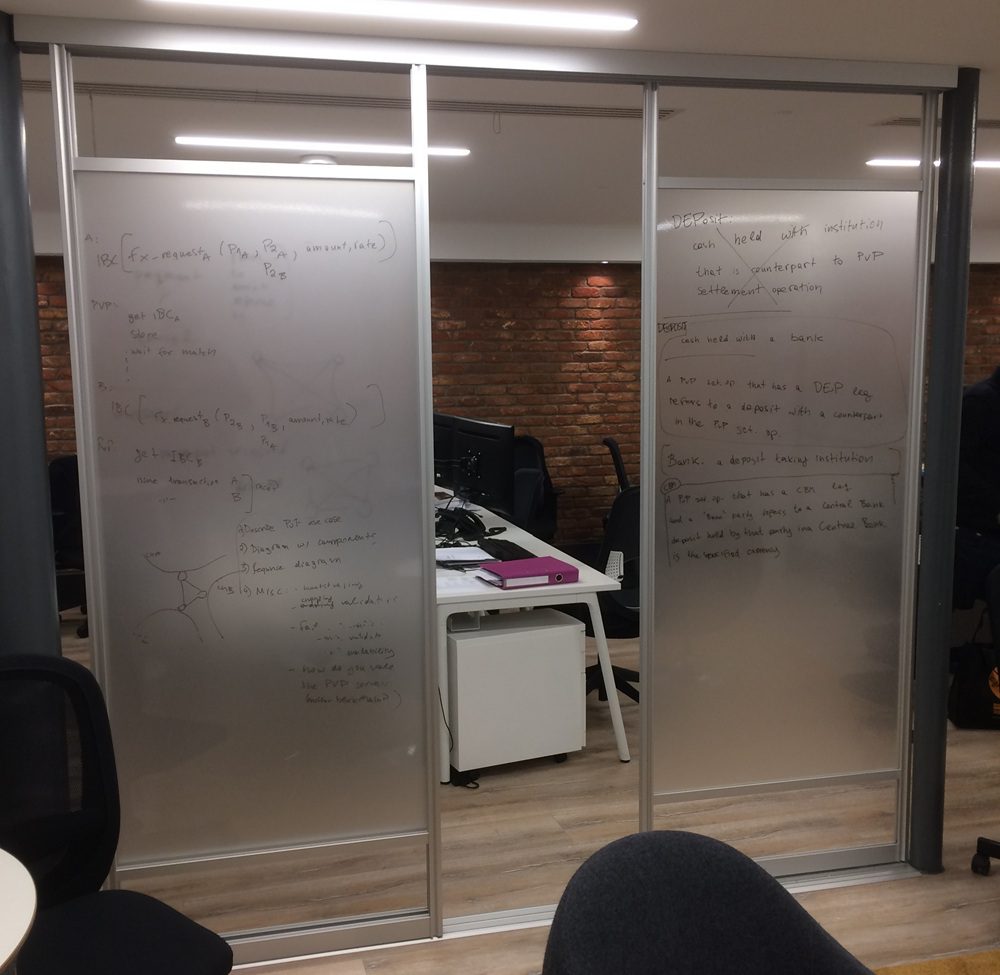 City Office Fit Out | Fusion Office Design sliding whiteboard space divider
