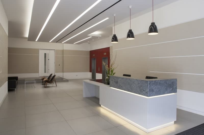 Reception desk deals lighting