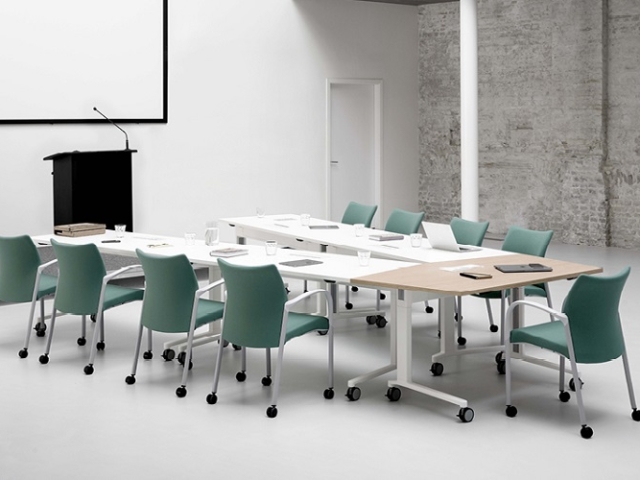 folding office meeting tables V shape