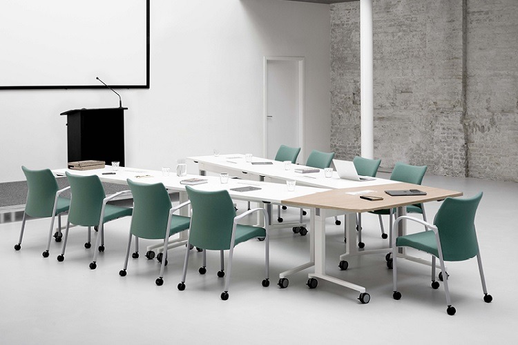folding office meeting tables V shape