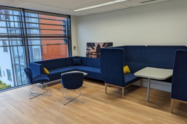 staff breakout furniture in an office refurbishment in Kingston. Fusion Office design are an office refurbishment company specialising in refurbishment design, project management, combined with office furniture to enhance the office interior and achieve better ways of working.