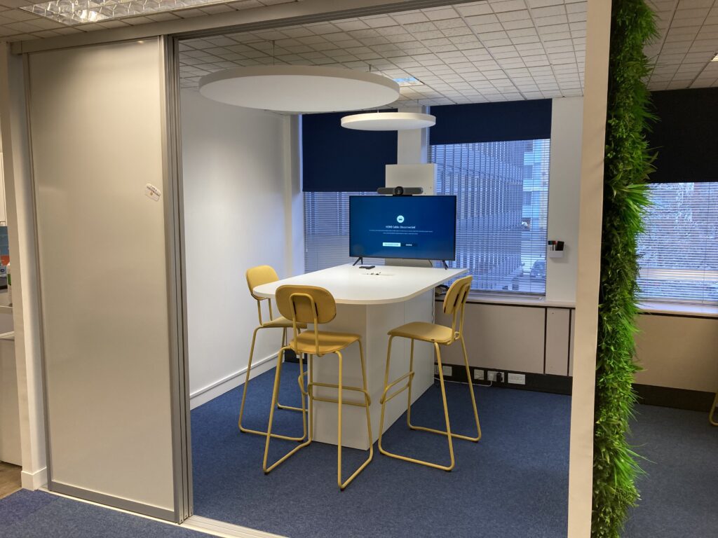 Sliding whiteboards for zoning, instead of partitions