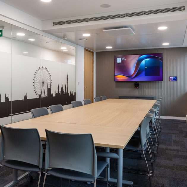 Boardroom with London skyline manifestation and modular furniture